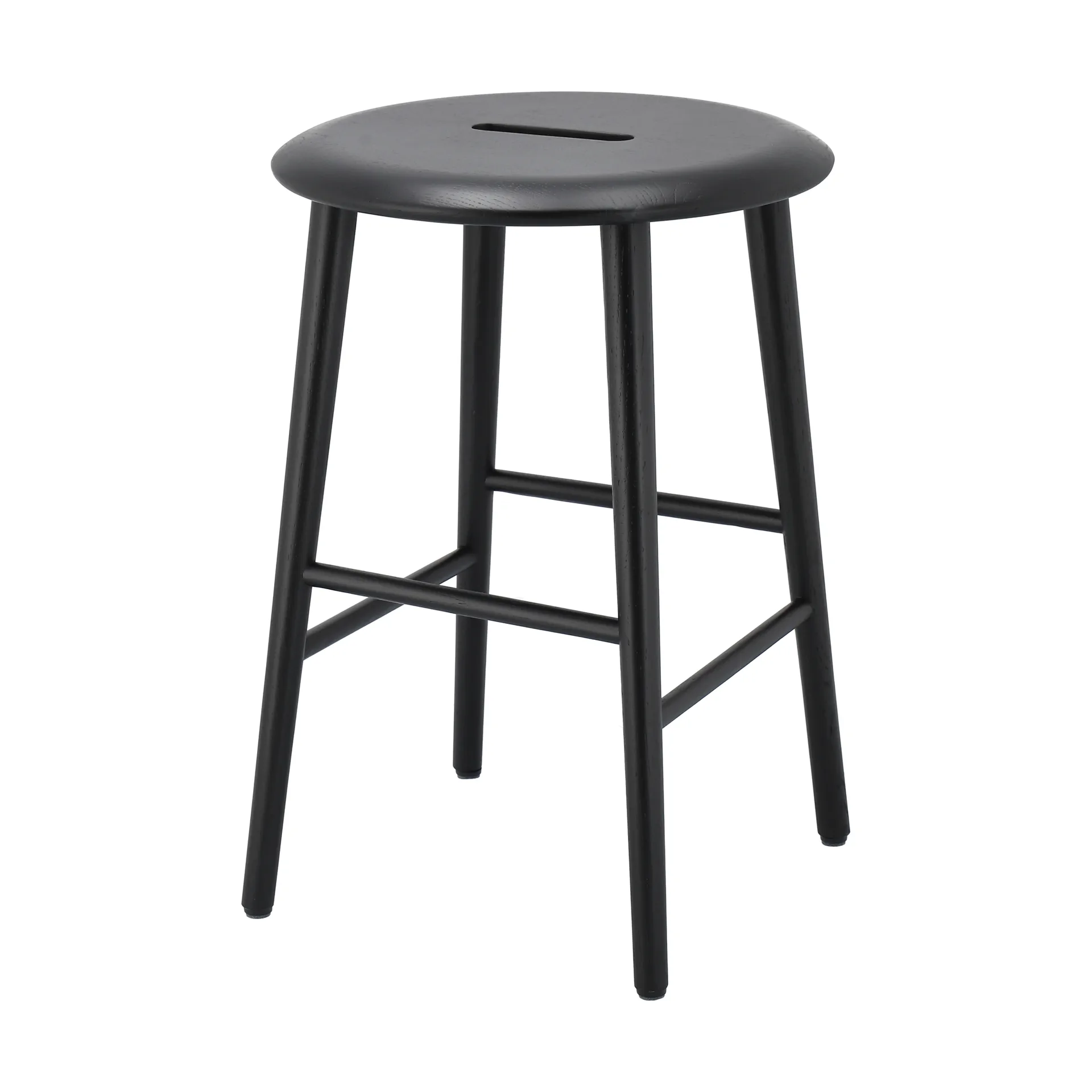 1898 Norrabo tabouret rond Chêne laqué noir, Ø38x53 cm