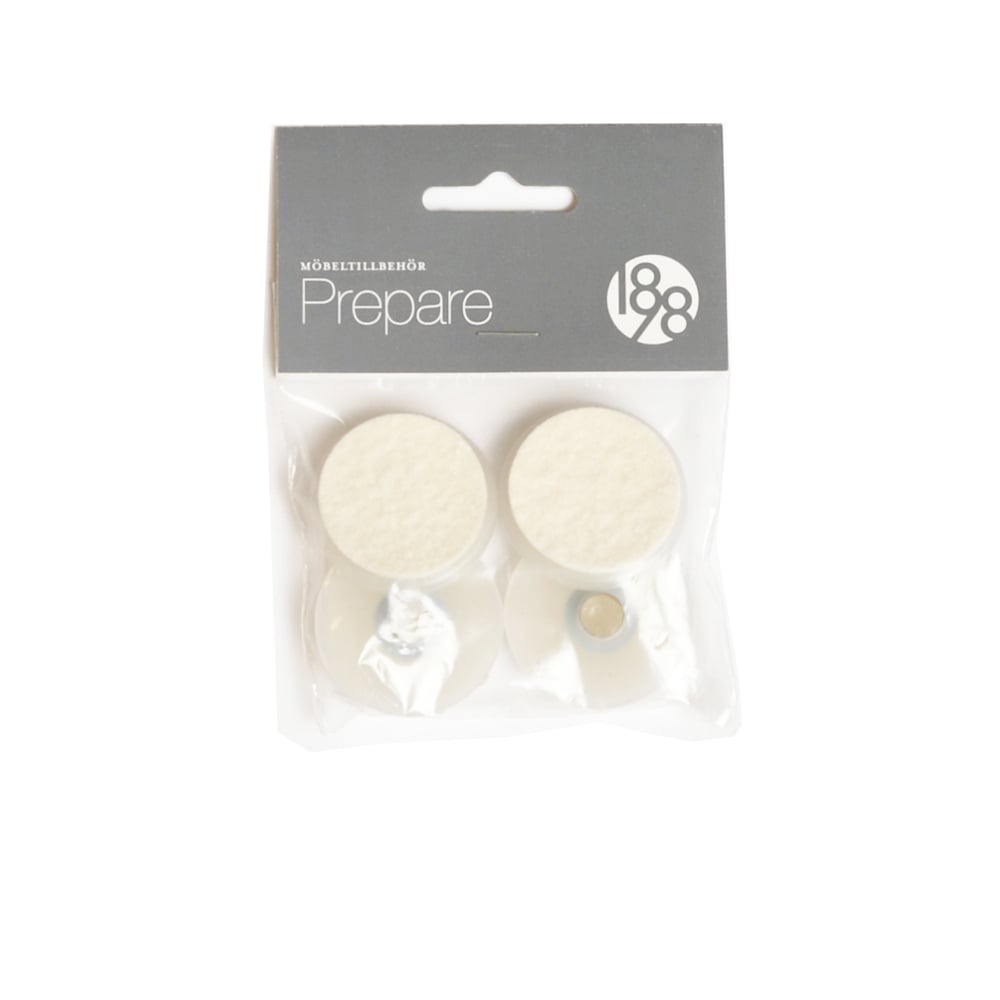 1898 Patin pour meuble Prepare blanc, patins de protection plastique feutre 37 mm, 4 pcs