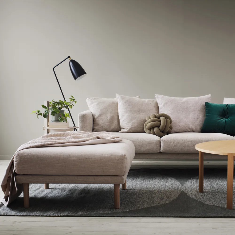 Repose-pieds Sjövik, Tissu Bern 0349, pieds en chêne huilé blanc 1898