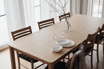 Table à manger Alfred - Chêne pigmenté blanc, 90x220 cm - 1898