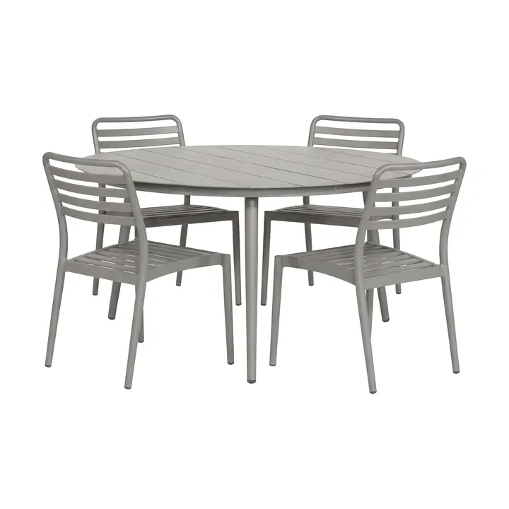 Table à manger Marsala Ø140 cm + 4 chaises Messina, Taupe - 1898