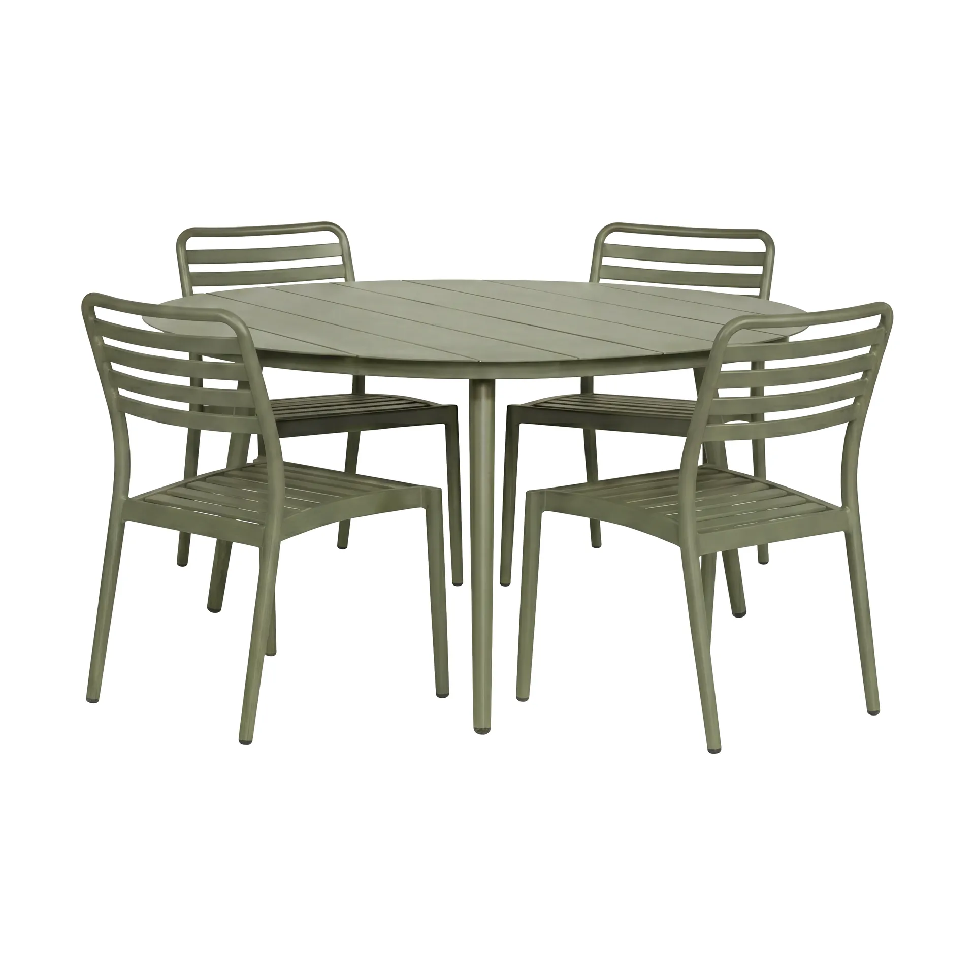 Table à manger Marsala Ø140 cm + 4 chaises Messina, vert mousse,  1898