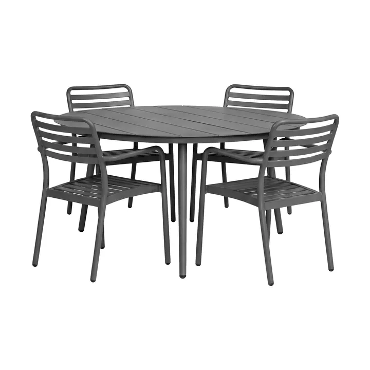 Table à manger Marsala Ø140 cm + fauteuil Messina 4 pièces, anthracite - 1898