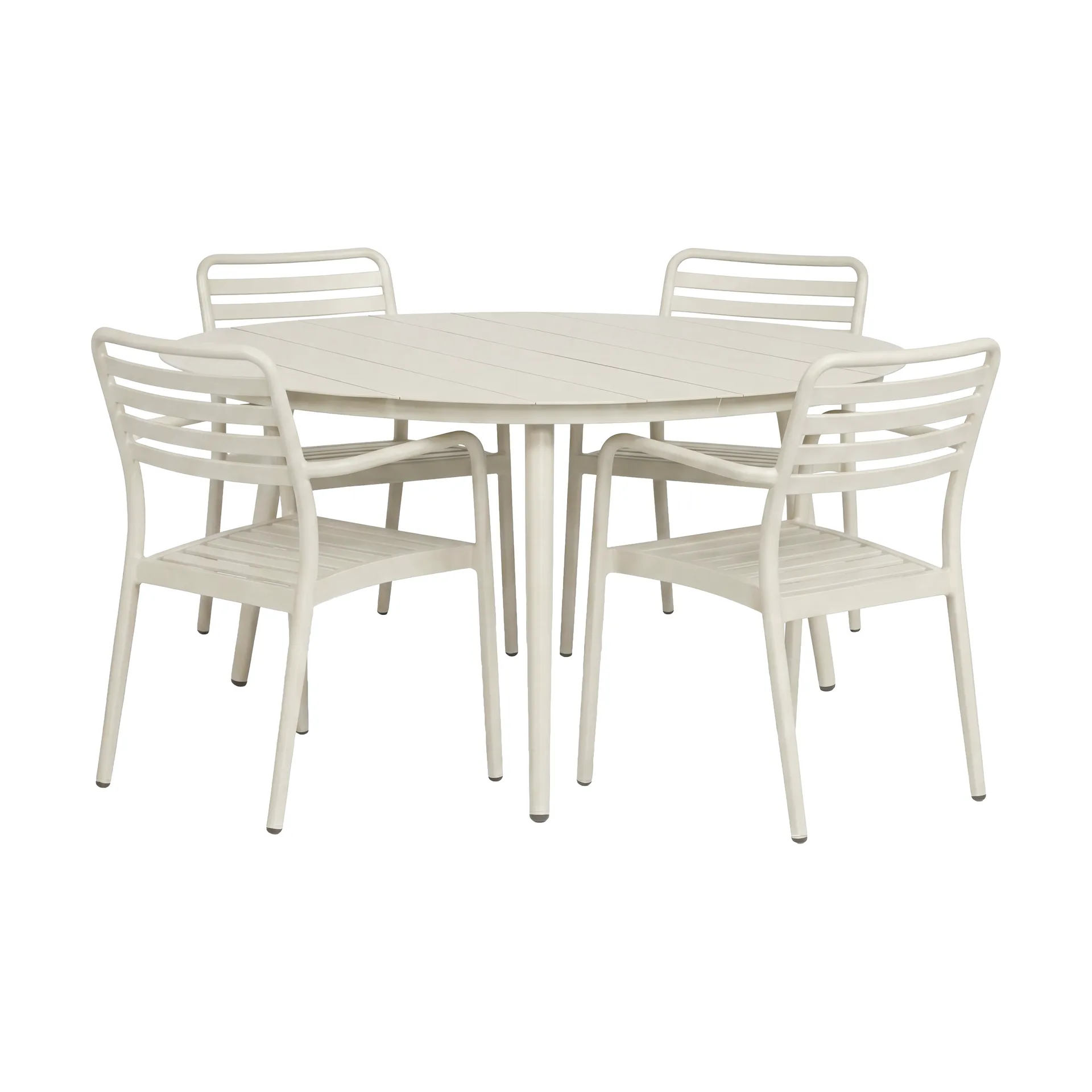 Table à manger Marsala Ø140 cm + fauteuil Messina 4 pièces, blanc cassé,  1898