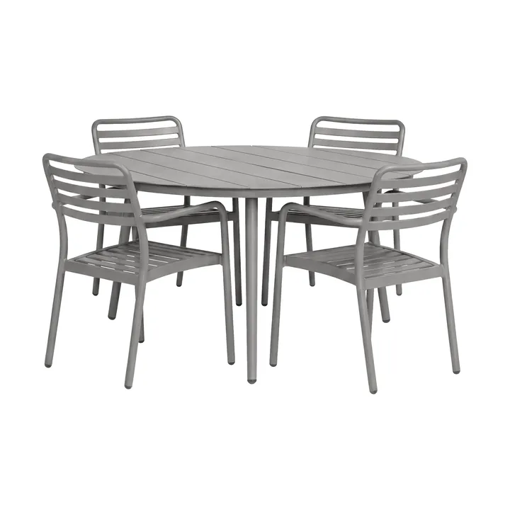 Table à manger Marsala Ø140 cm + fauteuil Messina 4 pièces, taupe - 1898