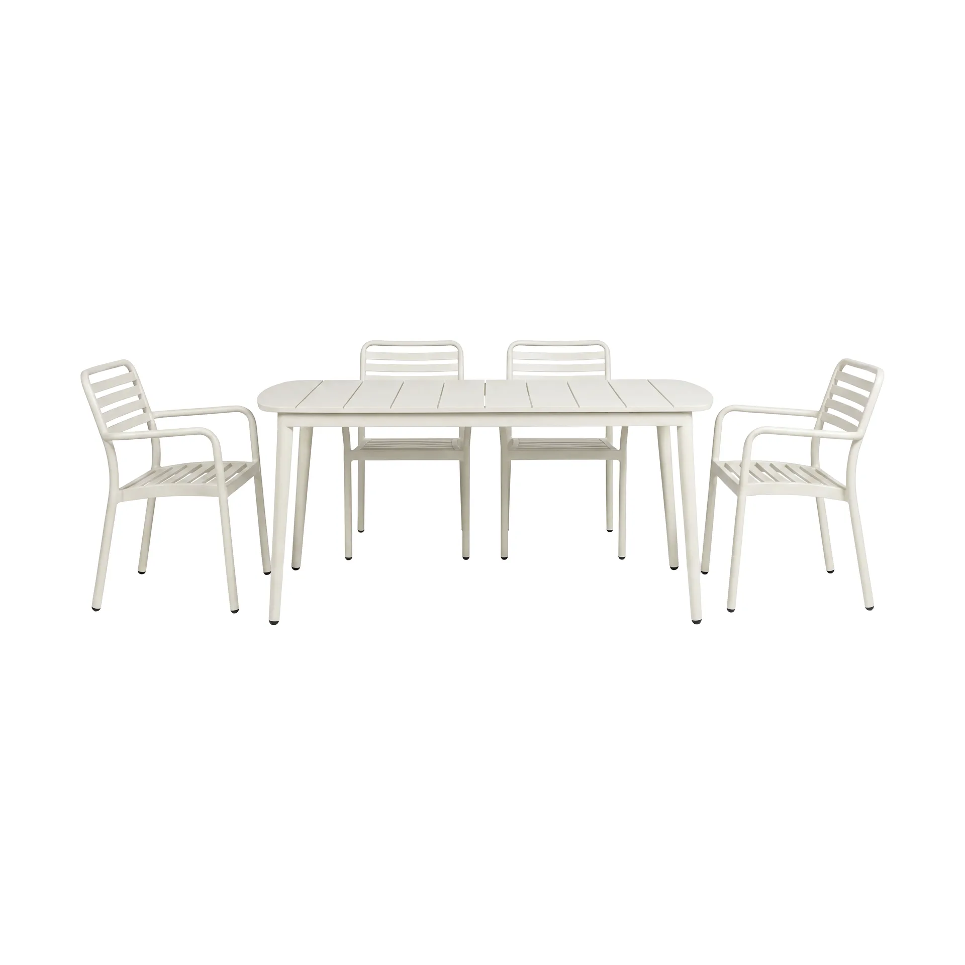 Table à manger Marsala 152x90 cm + fauteuil Messina 4 pièces, blanc cassé,  1898