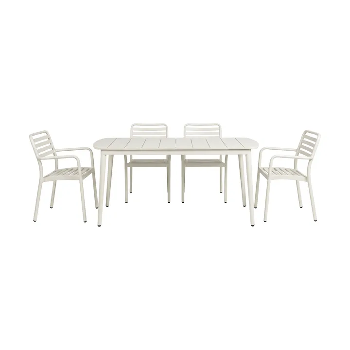 Table à manger Marsala 152x90 cm + fauteuil Messina 4 pièces, blanc cassé - 1898