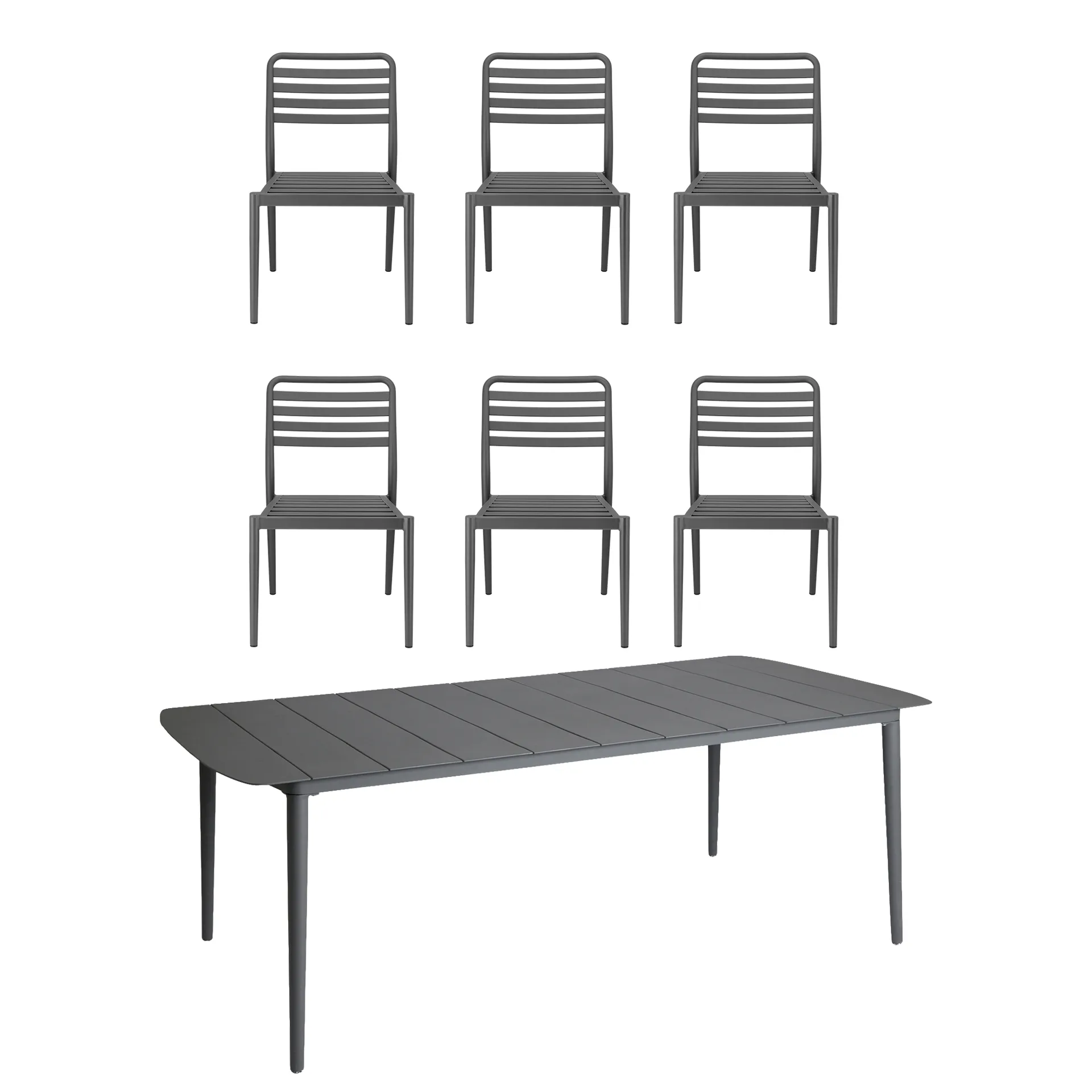 Table à manger Marsala 208x100 cm + chaise Messina 6 pièces, anthracite,  1898