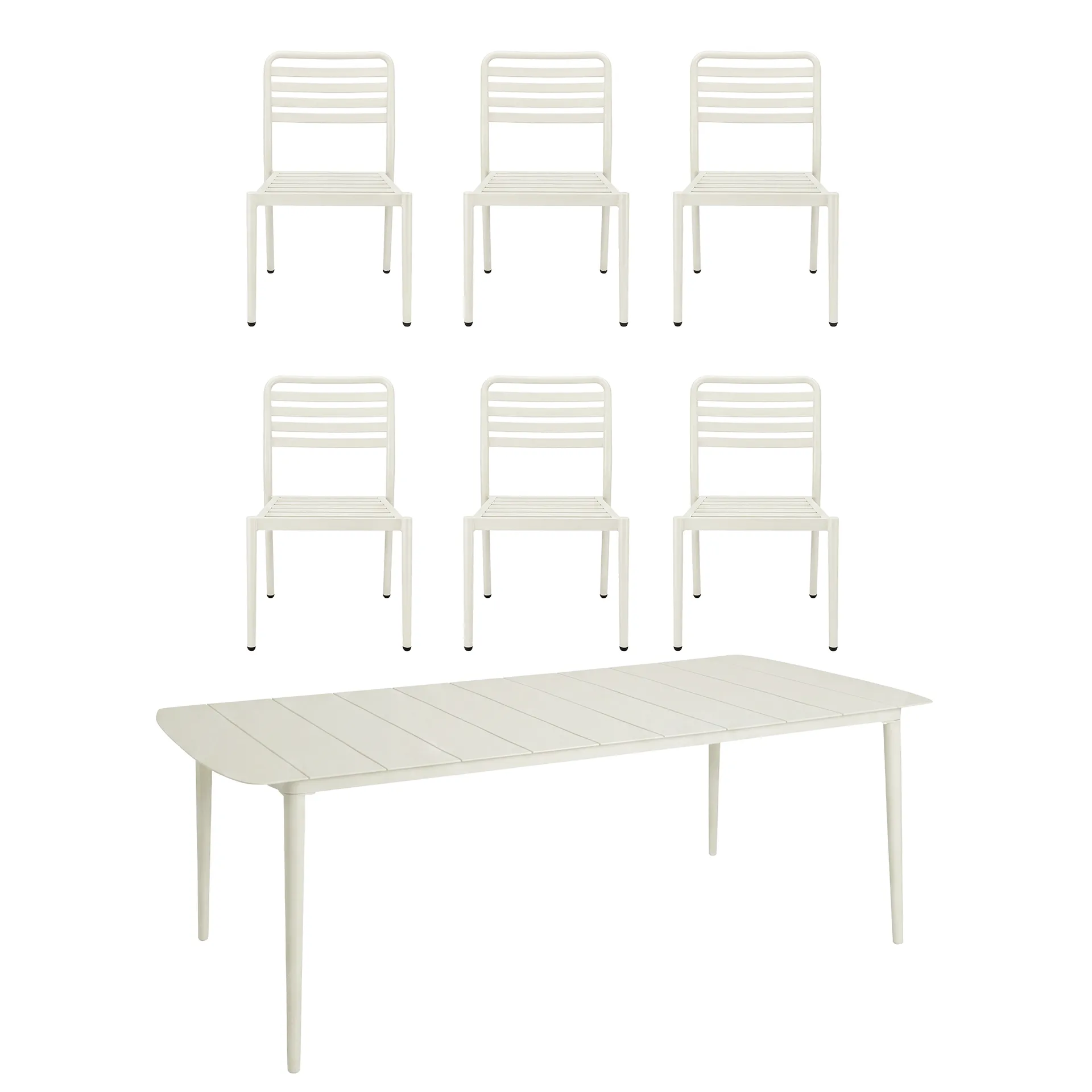 Table à manger Marsala 208x100 cm + chaise Messina 6 pièces, blanc cassé,  1898
