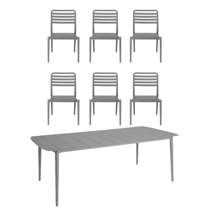 Table à manger Marsala 208x100 cm + chaise Messina 6 pièces, taupe - 1898