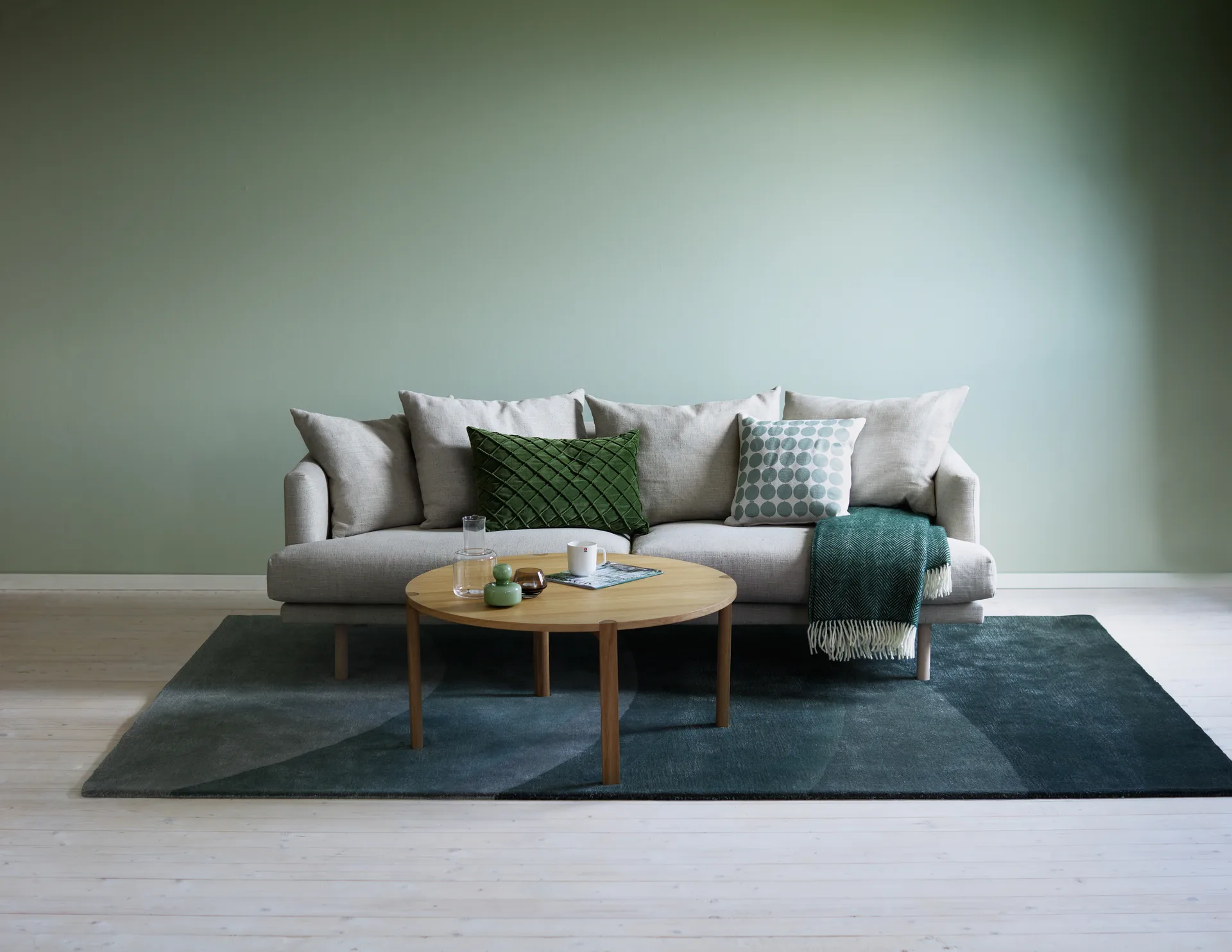 Table basse Anton Ø90 cm, Chêne pigmenté blanc 1898