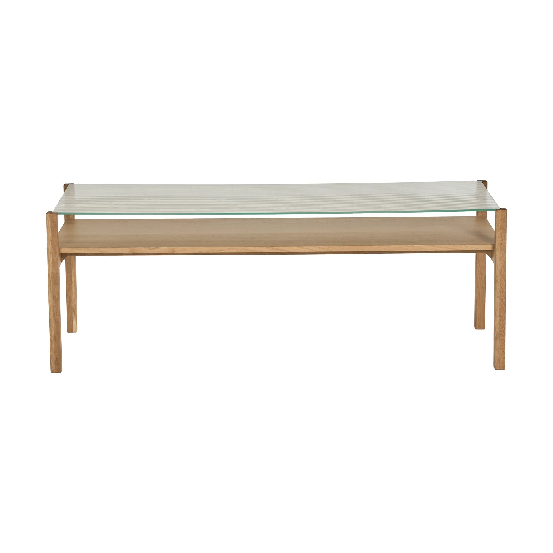 Table basse Lid, Chêne pigmenté blanc-verre, 125x50 cm 1898