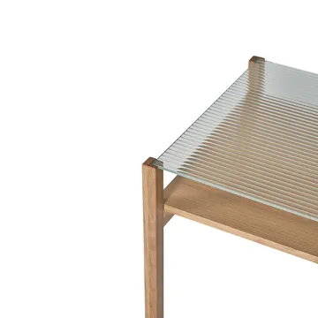 Table basse Lid - Chêne pigmenté blanc-verre, 125x50 cm - 1898