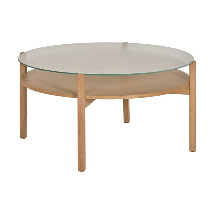 Table basse Lid - Chêne pigmenté blanc-verre, Ø90 cm - 1898
