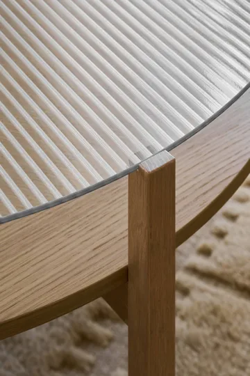 Table basse Lid - Chêne pigmenté blanc-verre, Ø90 cm - 1898