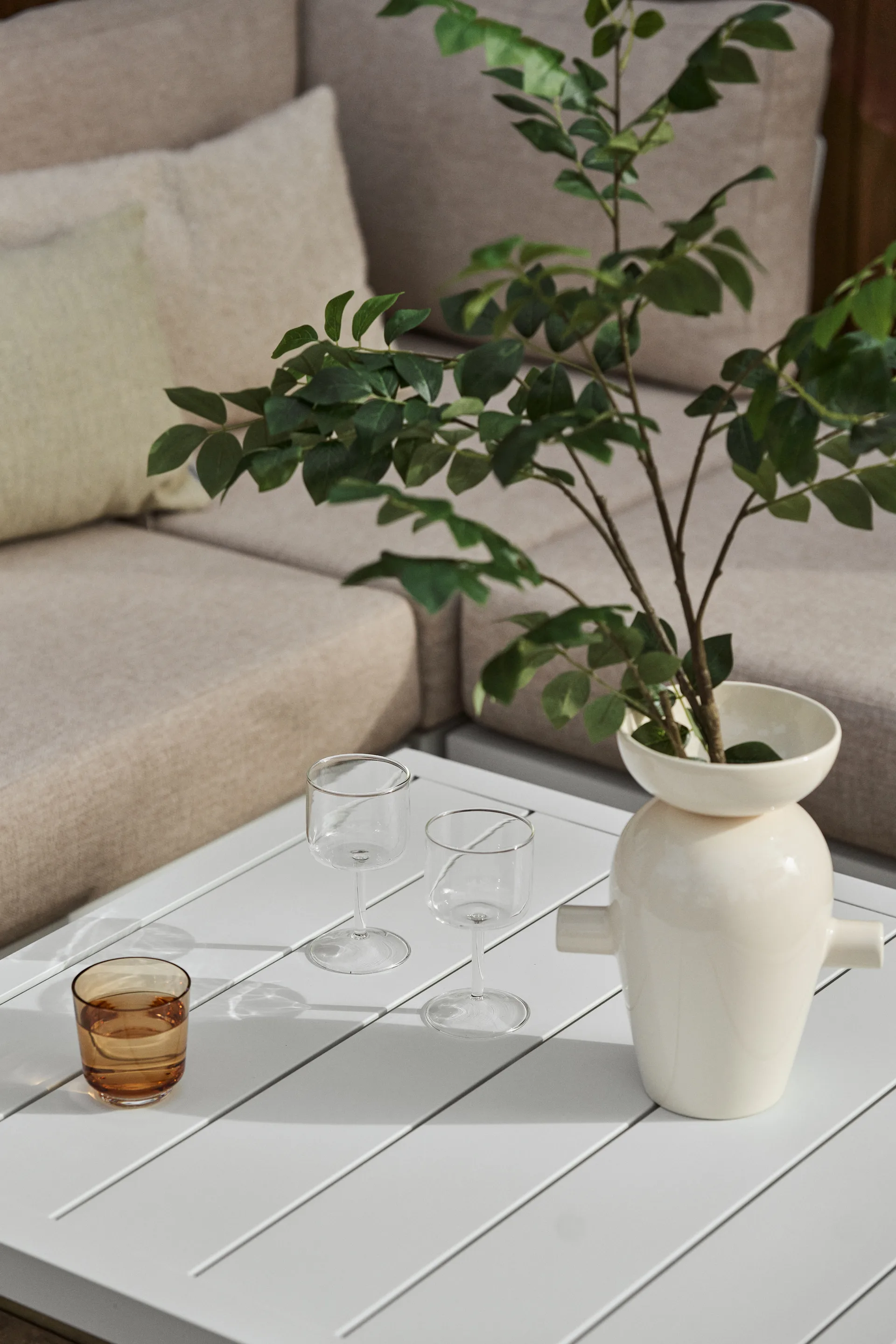 Table basse Santander 78x78x40 cm, Aluminium blanc 1898