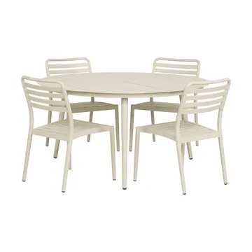 Table Marsala Ø140 cm + 4 chaises Messina, Off white - 1898
