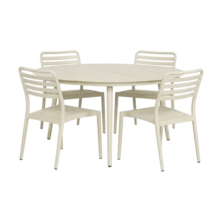 Table Marsala Ø140 cm + 4 chaises Messina, Off white - 1898
