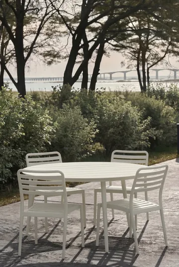 Table Marsala Ø140 cm + 4 chaises Messina, Off white - 1898