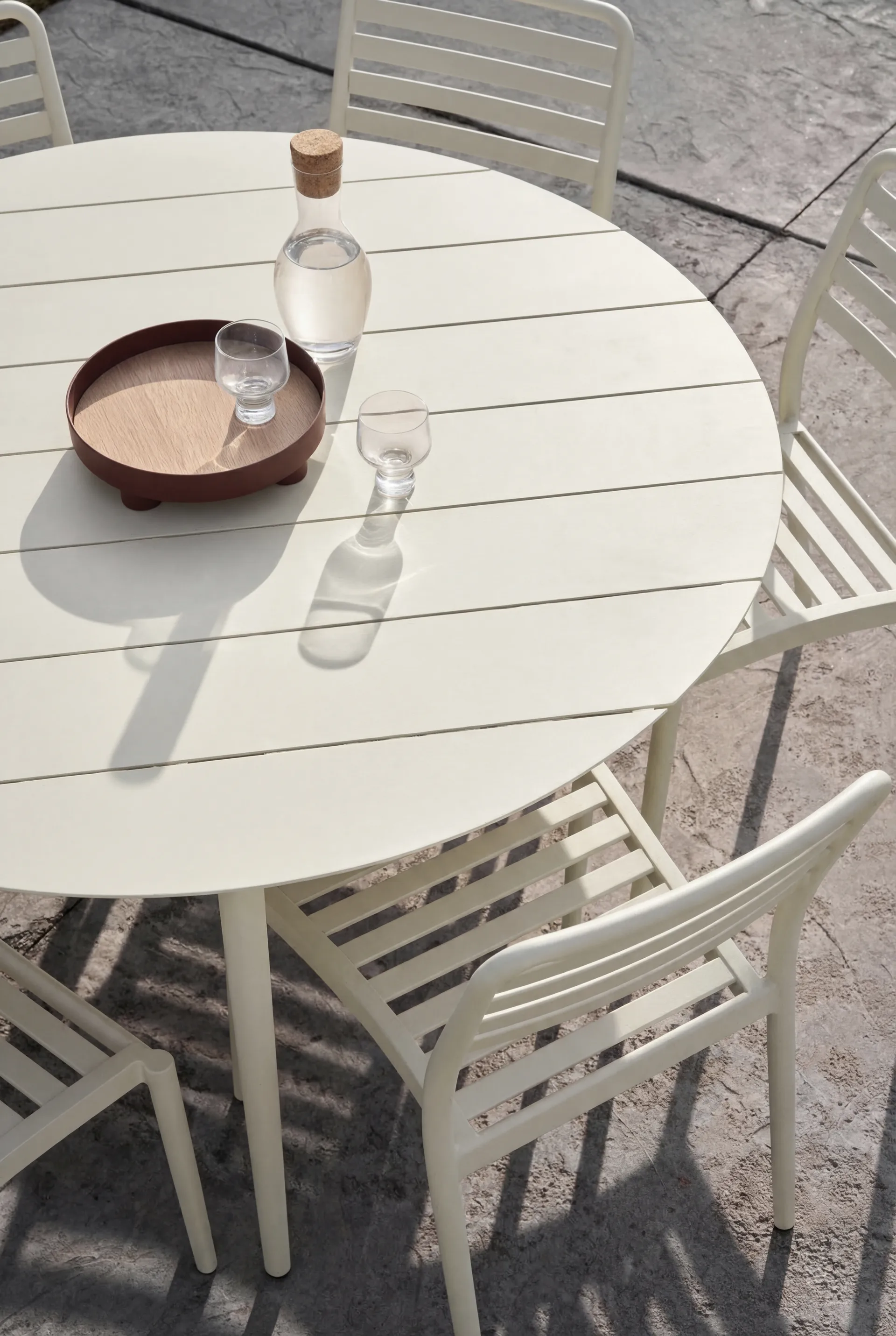 Table Marsala Ø140 cm + 4 chaises Messina, Off white,  1898