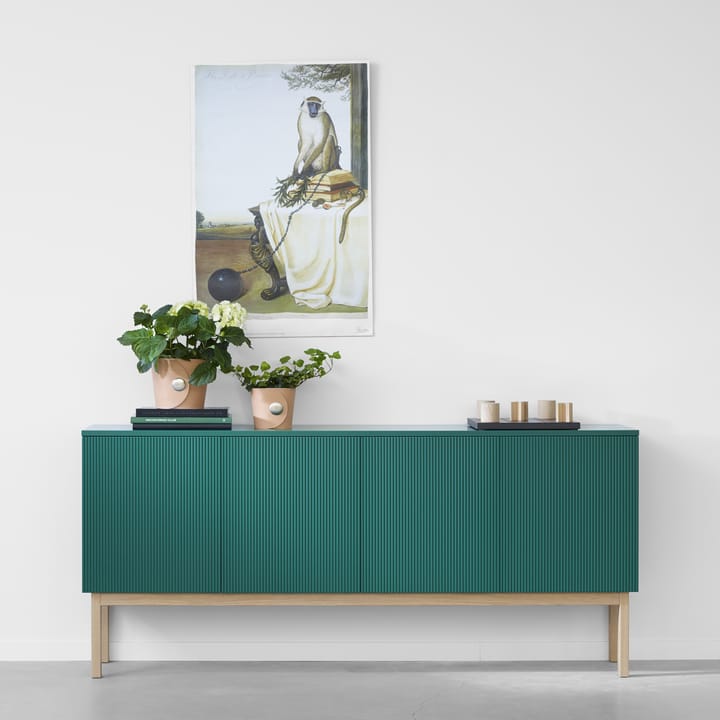 Buffet Beam, gris clair, socle en chêne huilé blanc A2