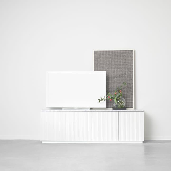 Buffet Beam, laqué blanc, socle en chêne huilé A2