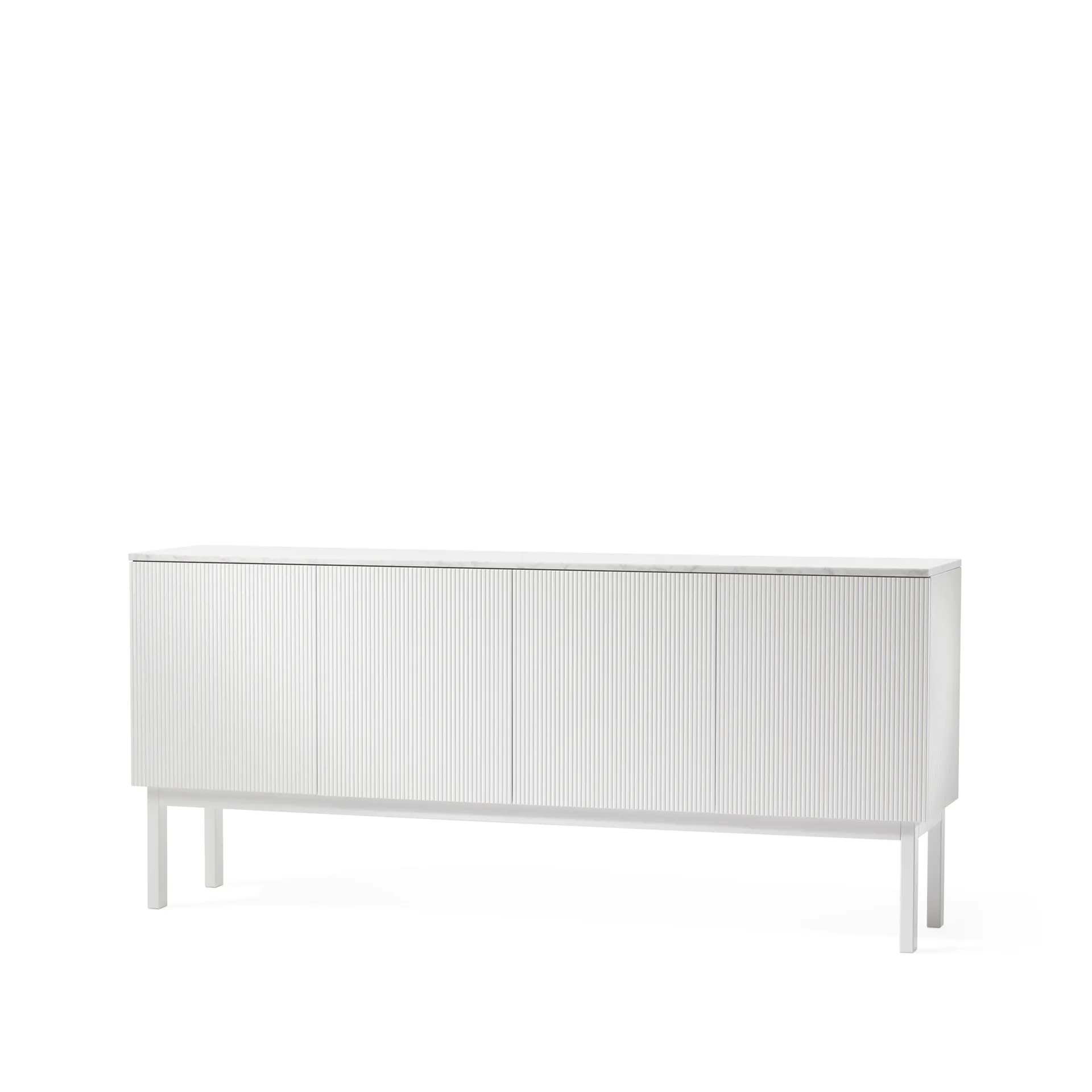 Buffet Beam, laqué blanc, structure blanche, plateau en marbre carrara A2