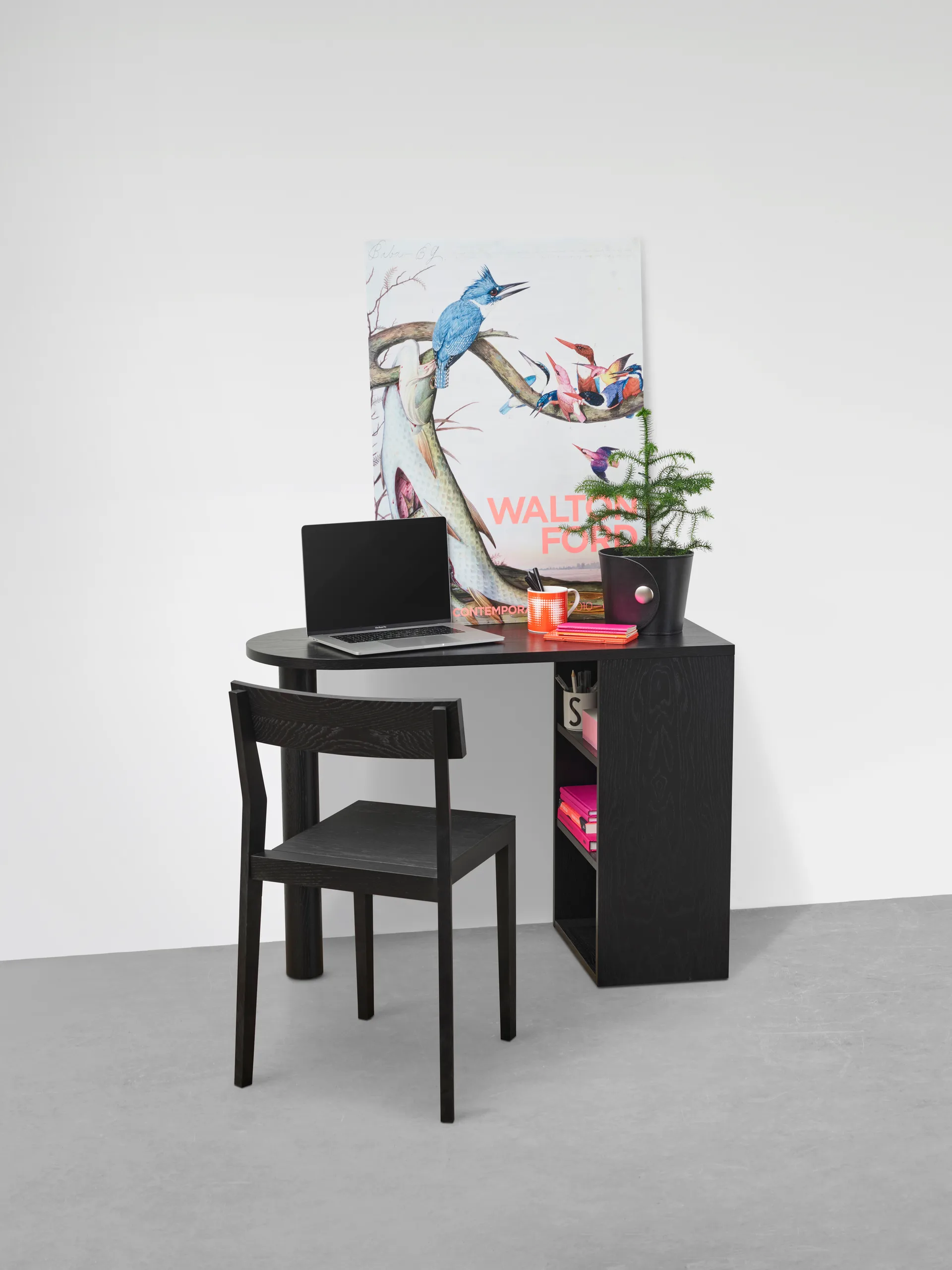 Bureau Hub, Chêne teinté noir, 100×73×43 cm A2