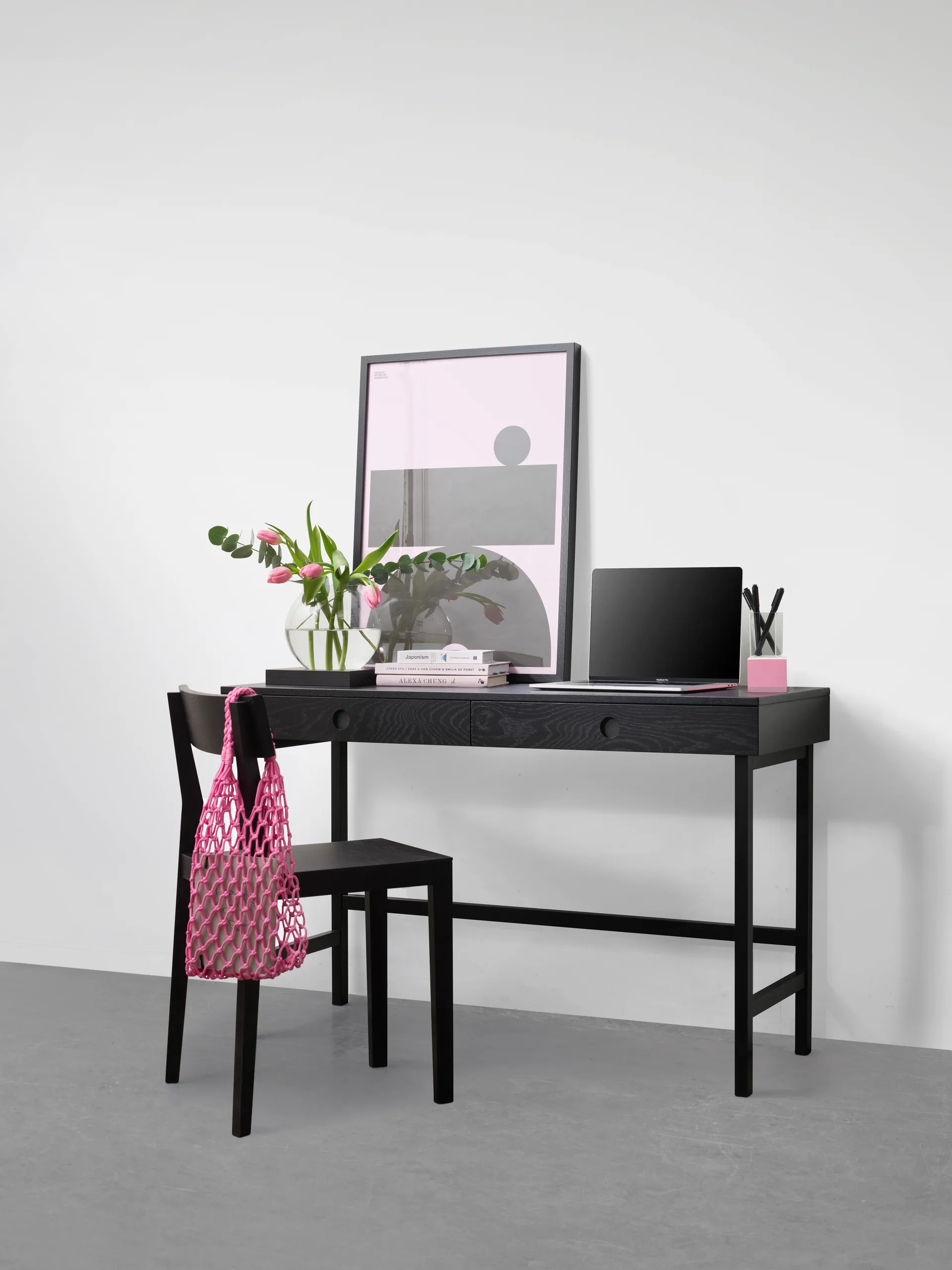 Bureau Mind, Chêne teinté noir, 118x74x44 cm A2