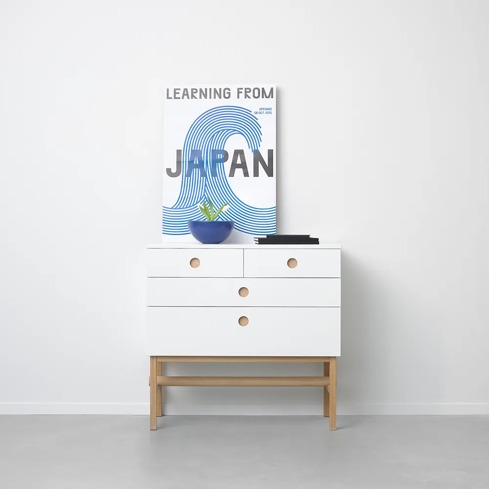 Commode Keep, blanc, structure en chêne huilé blanc A2