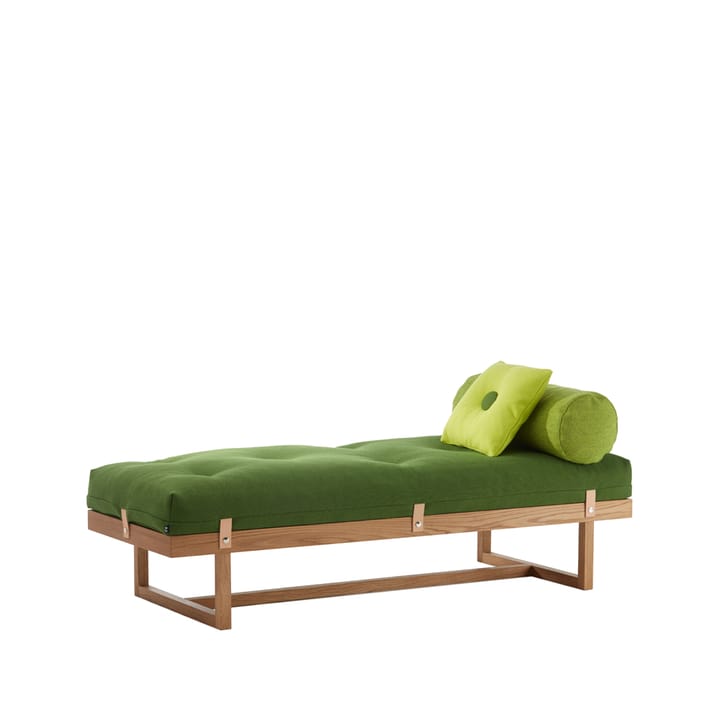 Lit banquette Stay - tissu vert, structure en chêne huilé - A2