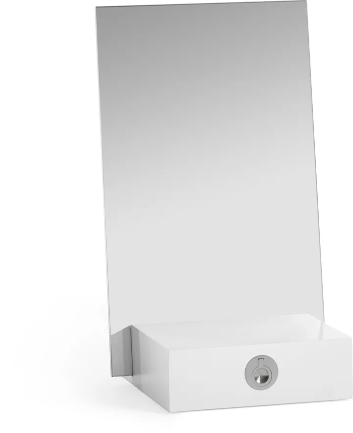 Miroir de table avec rangement Me - Blanc, 34x57x30 cm - A2