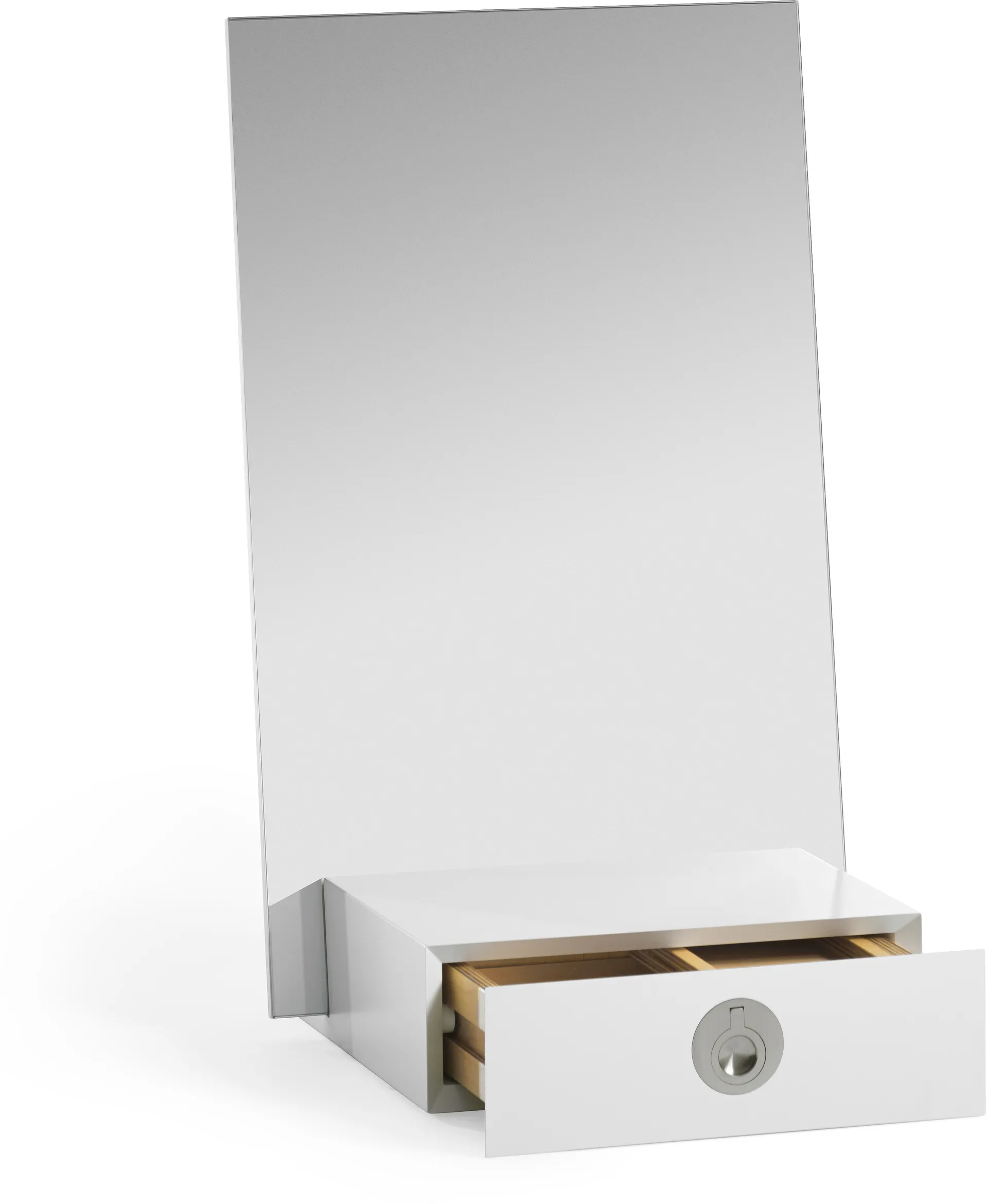 Miroir de table avec rangement Me, Blanc, 34x57x30 cm A2