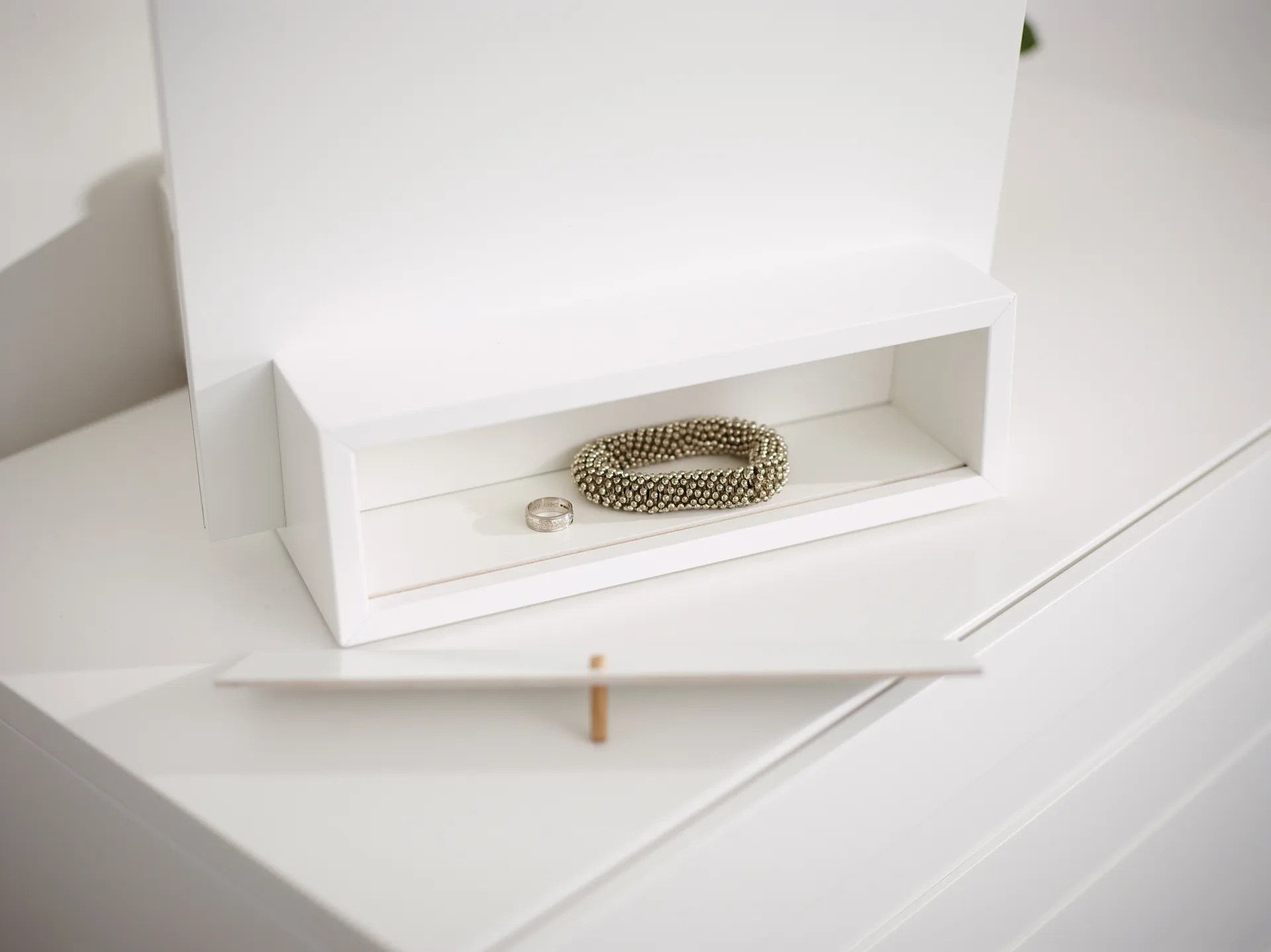 Miroir de table avec rangement Me, Blanc, 34x57x30 cm A2