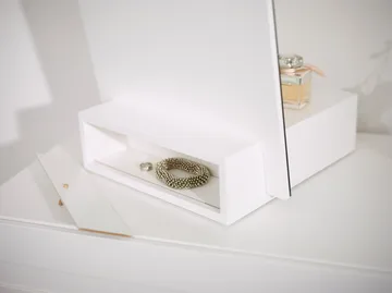 Miroir de table avec rangement Me - Blanc, 34x57x30 cm - A2