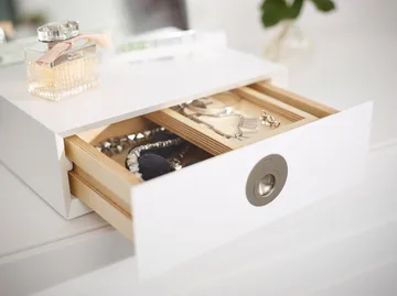 Miroir de table avec rangement Me - Blanc, 34x57x30 cm - A2