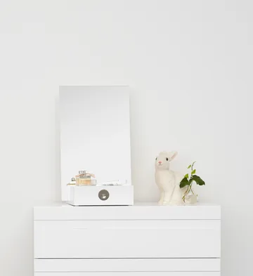 Miroir de table avec rangement Me - Blanc, 34x57x30 cm - A2