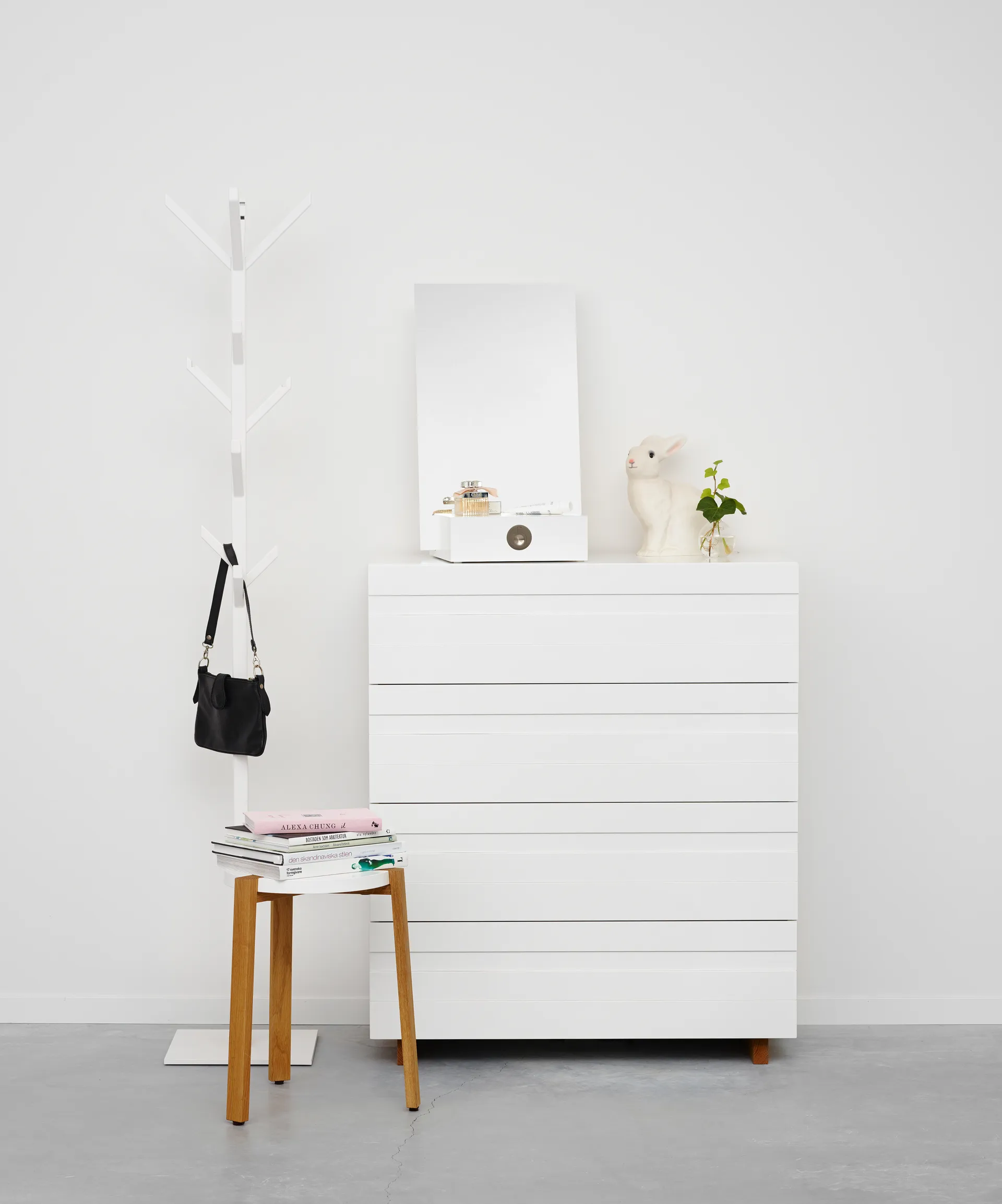 Miroir de table avec rangement Me, Blanc, 34x57x30 cm A2