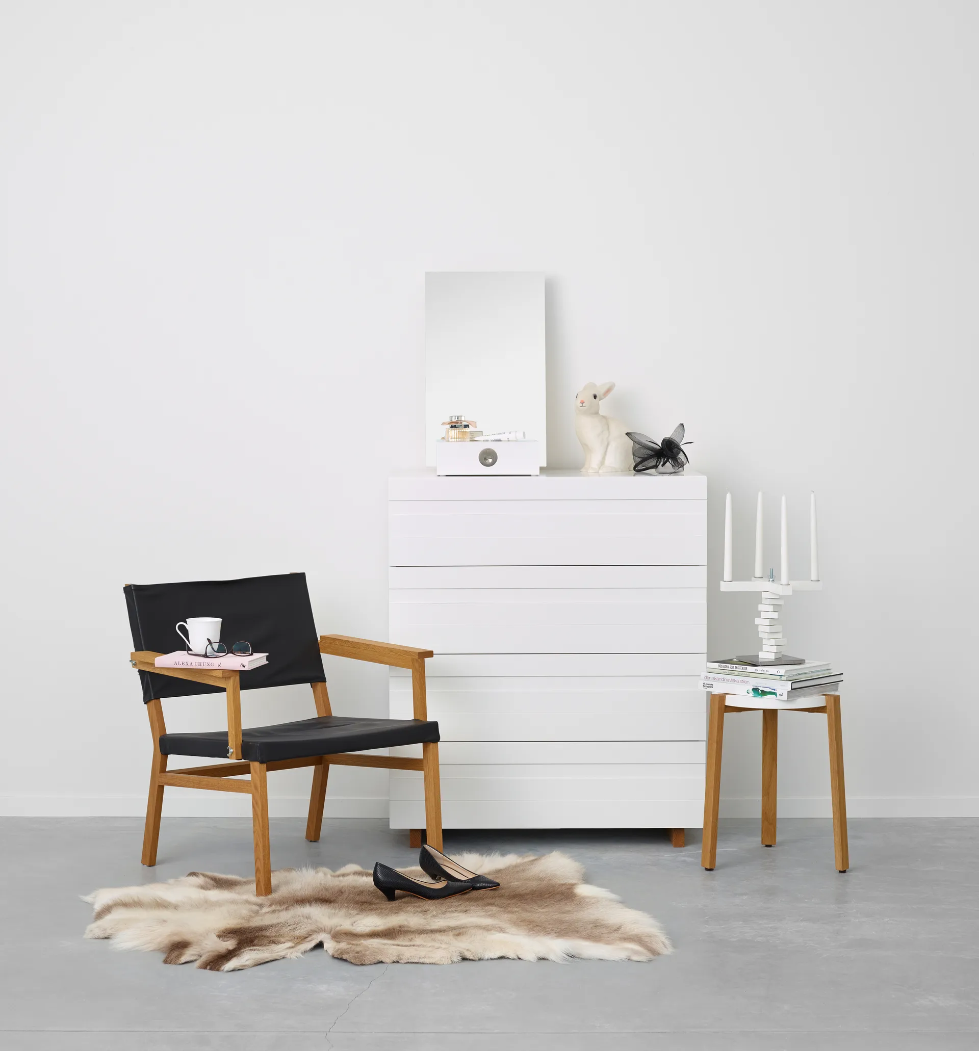 Miroir de table avec rangement Me, Blanc, 34x57x30 cm A2