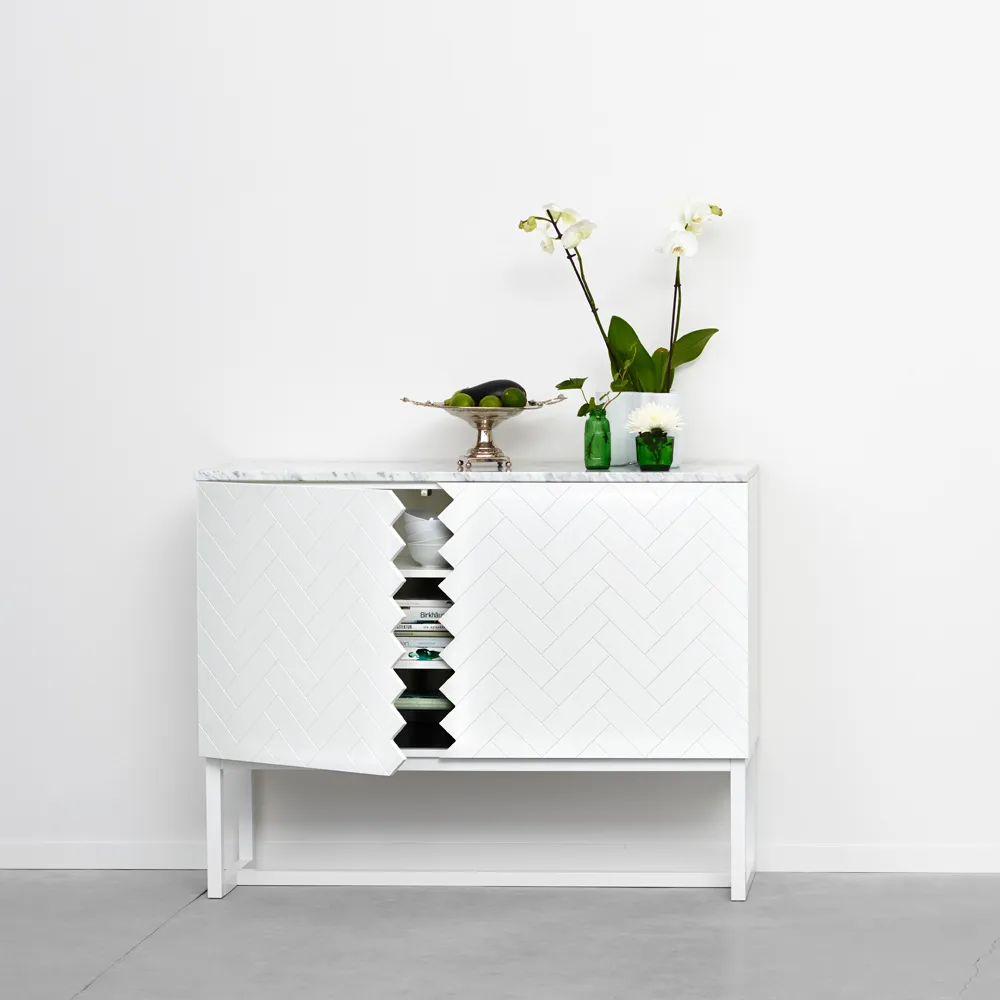 Plateau Story, marbre blanc A2