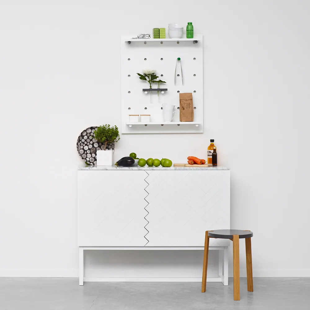 Plateau Story, marbre blanc A2