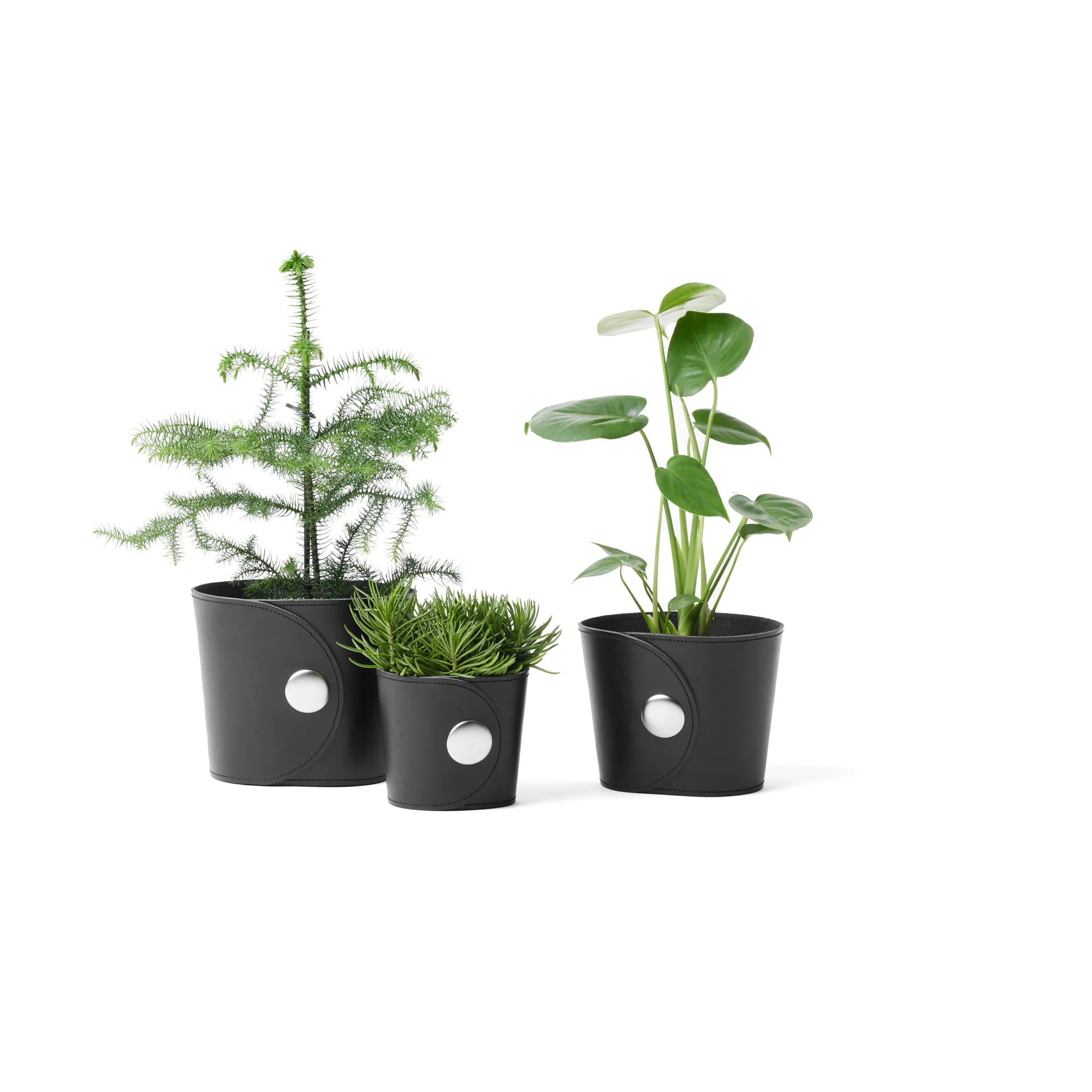 Pot Hug, Cuir Tärnsjö noir, Ø12x14 cm A2