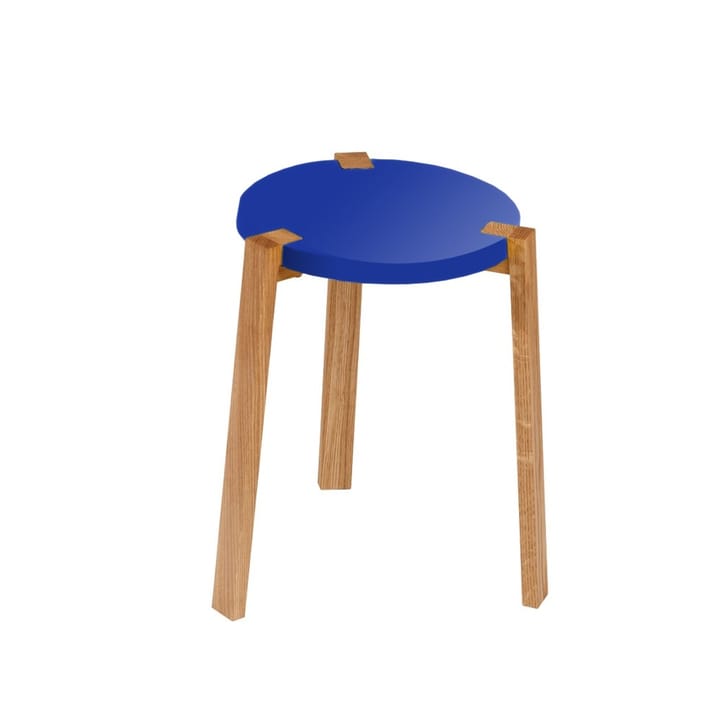 Tabouret Happy - bleu, pieds en chêne - A2