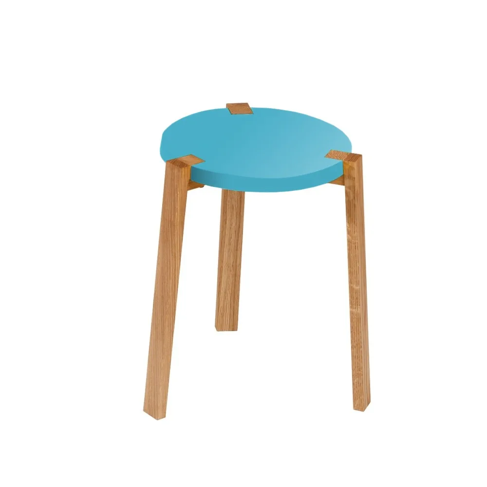 Tabouret Happy, turquoise, pieds en chêne A2