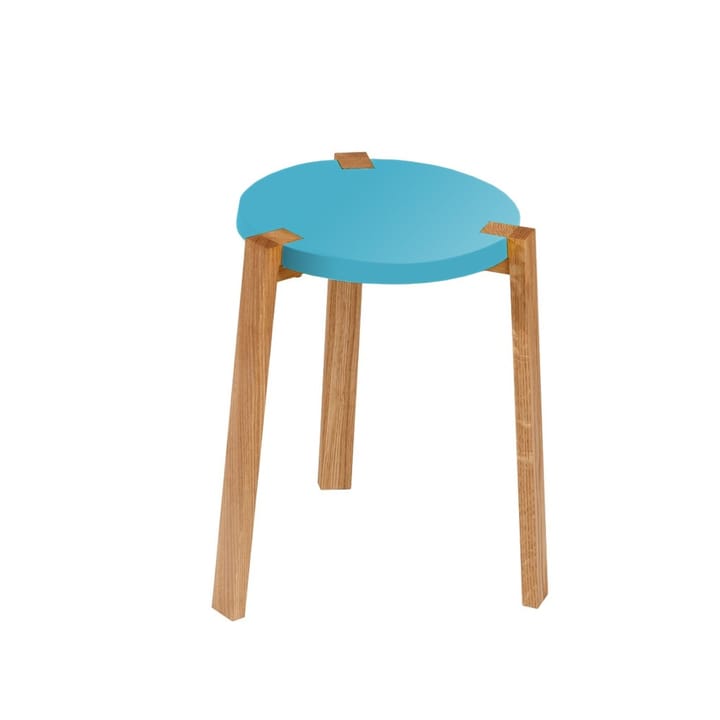 Tabouret Happy - turquoise, pieds en chêne - A2