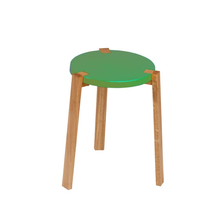 Tabouret Happy - vert, pieds en chêne - A2