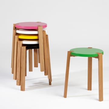 Tabouret Happy - vert, pieds en chêne - A2