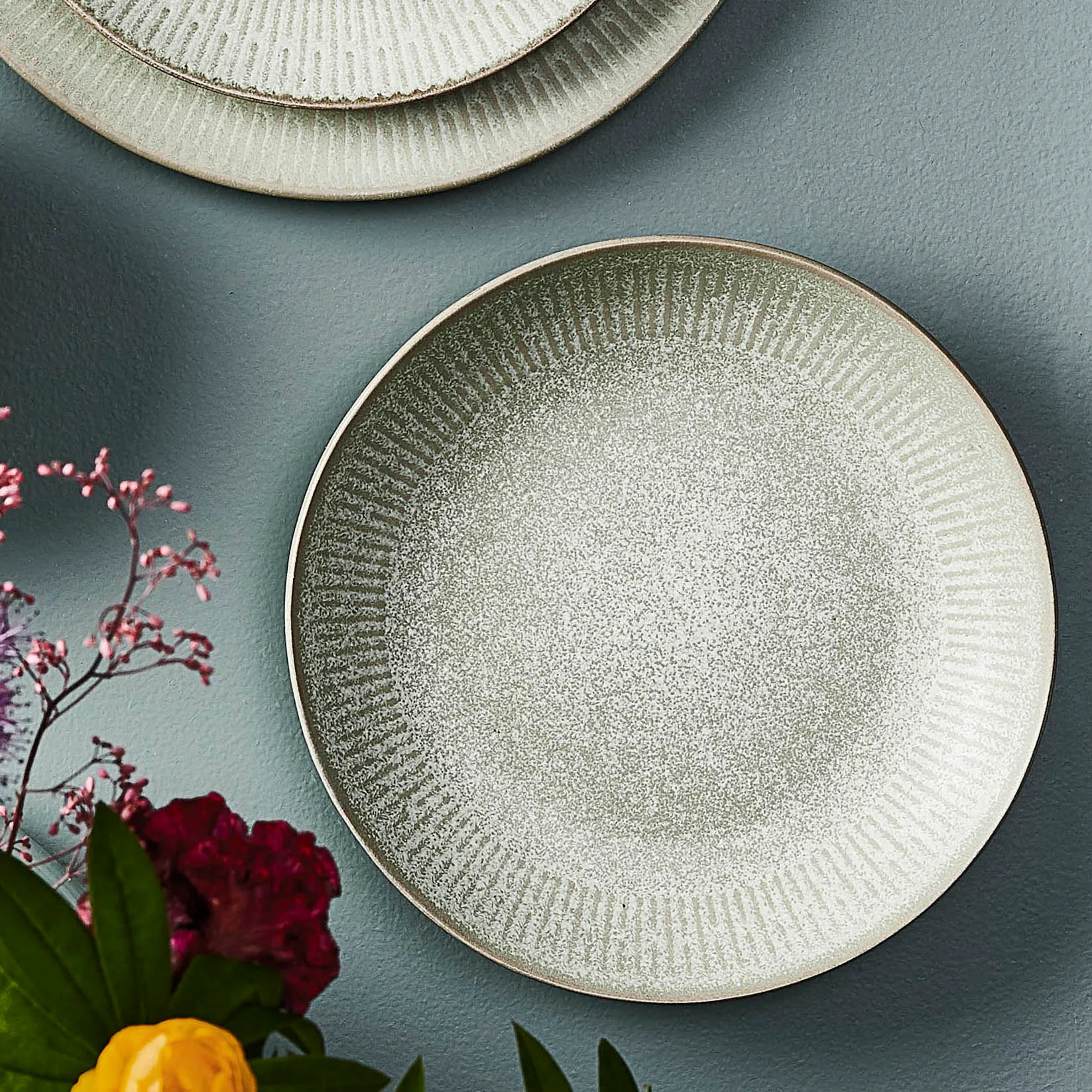 Assiette à soupe Relief Ø22 cm, Vert Aida