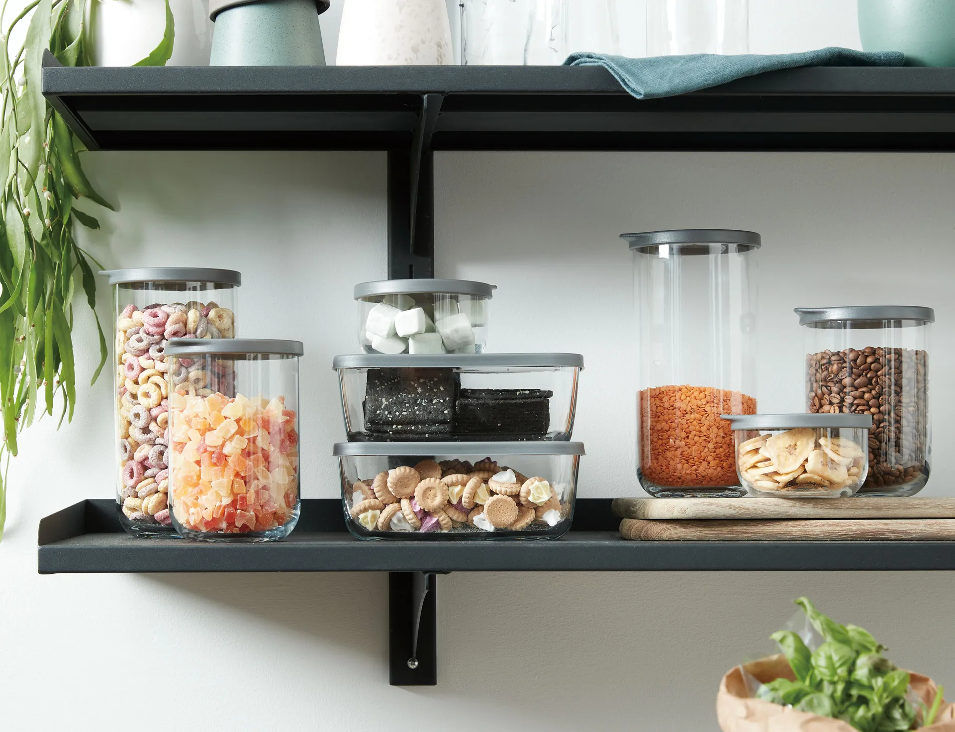 Bocal de rangement avec couvercle Café 1 litre, Transparent Aida