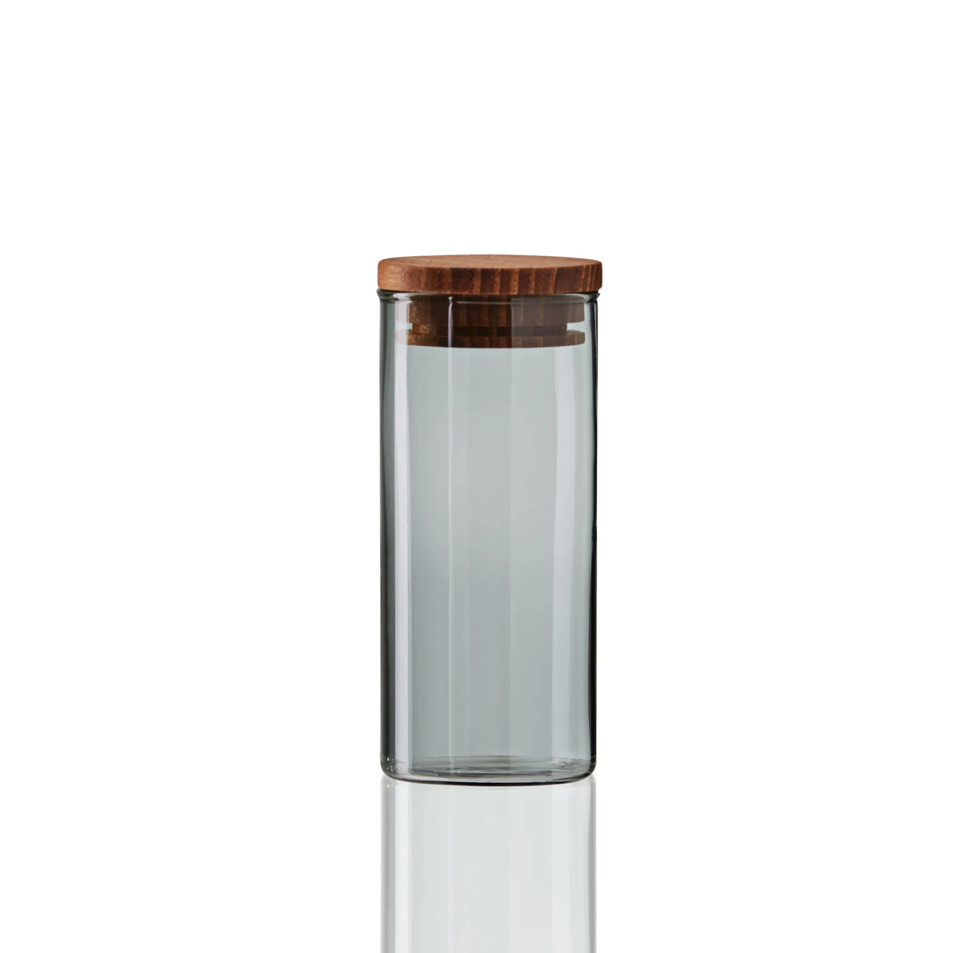 Bocal en verre avec couvercle en bois Raw fumé, mini Aida